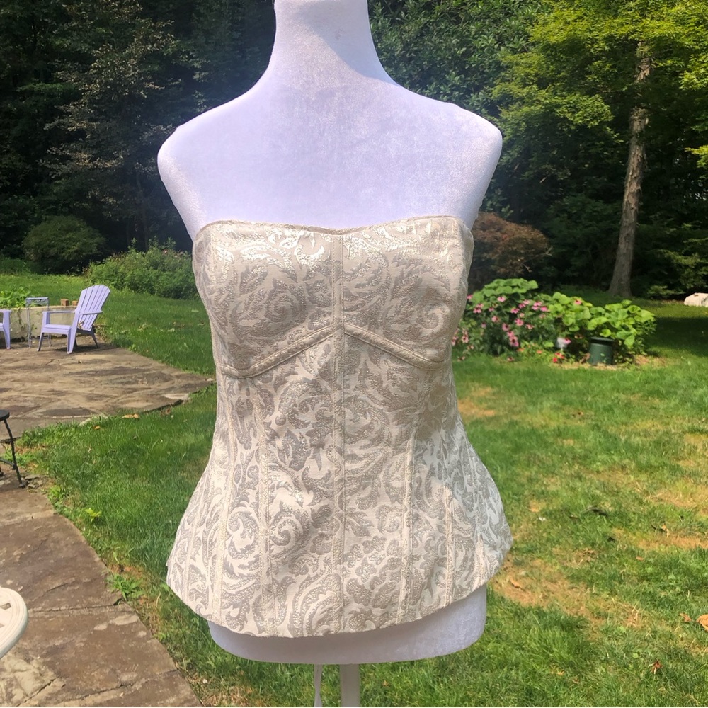 Women’s Strapless White and Gold Bustier